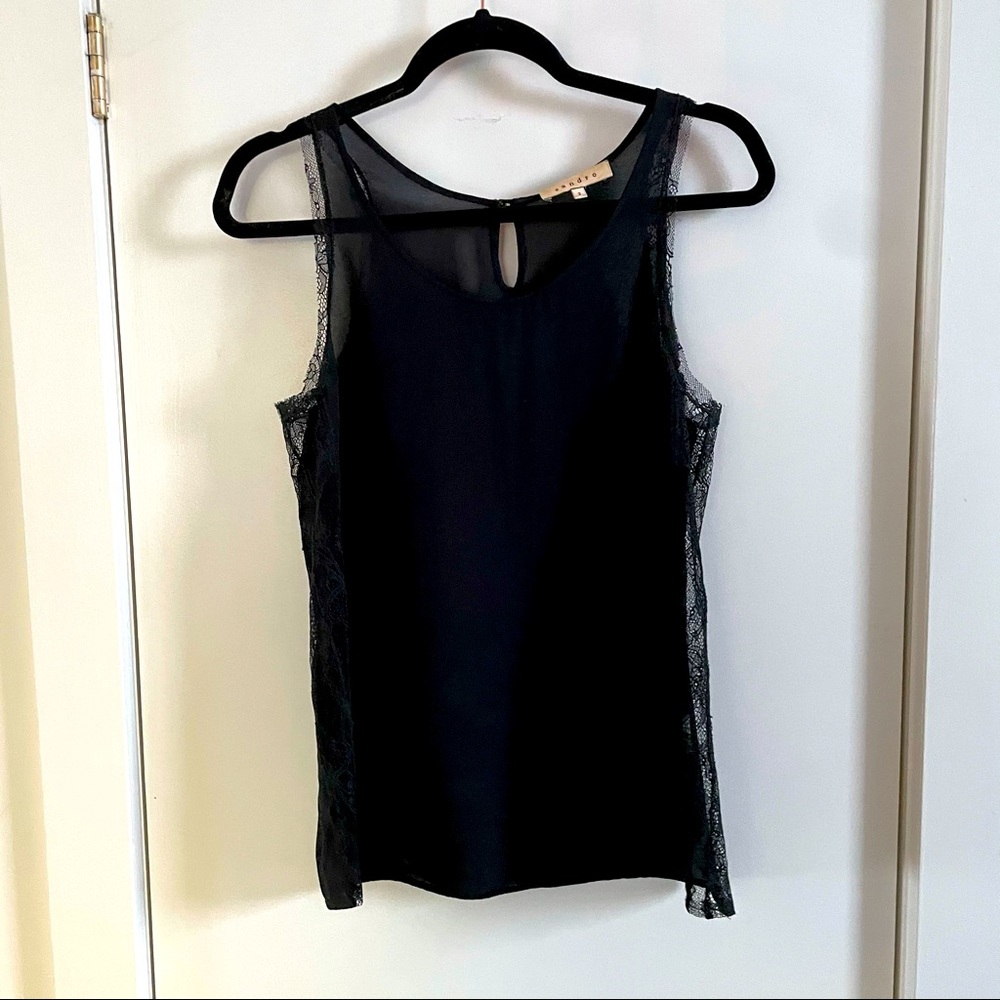 Sandro Tank Top with Lace Panels size M